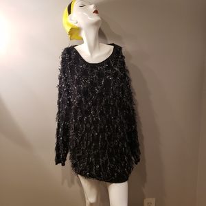 Black and Silver Tinsel Sweater Plus Size